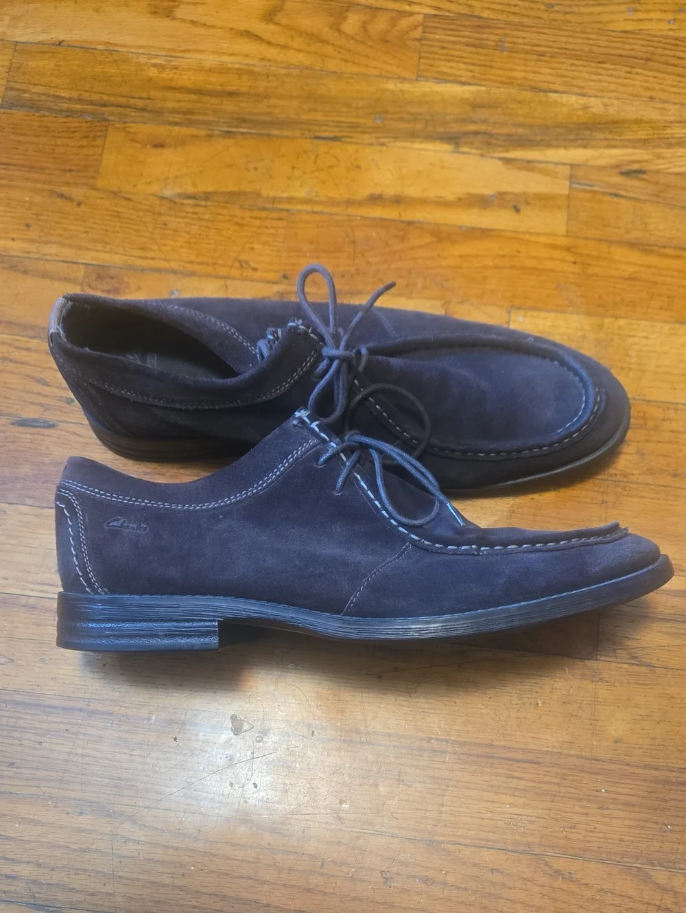 Clarks Delsin Leather Oxford Casual Suede Shoes Loafers Deep Brown Size 13M